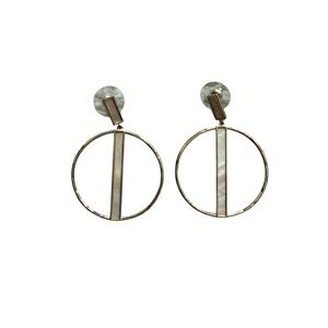 Elegant Gold Silver with Pearl Hoop Earrings